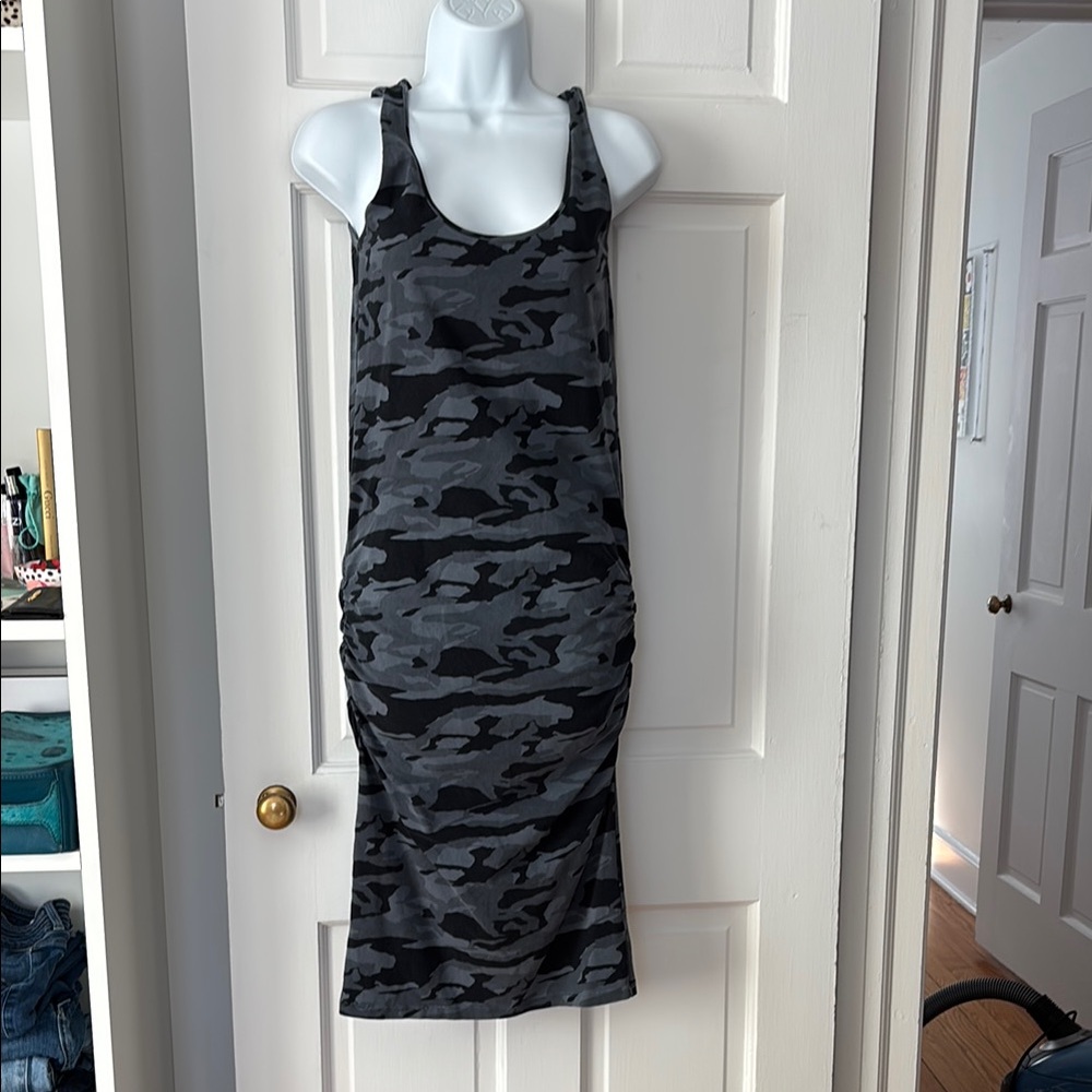 Monrow Gray Camouflage Midi Dress s